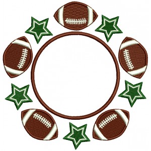 Football And Stars In The Circle Filled Machine Embroidery Design Digitized Pattern